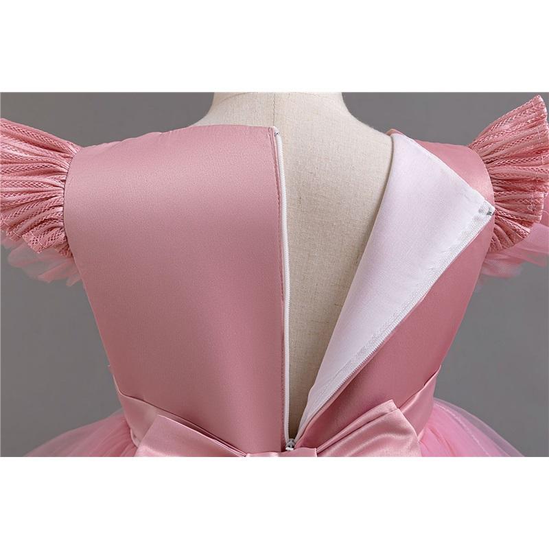 Toddler Princess Dress With Tail Puff Sleeve Elegant Party Dress For Girls Party Gown Wedding Dress For Girls Special Occasion Dress