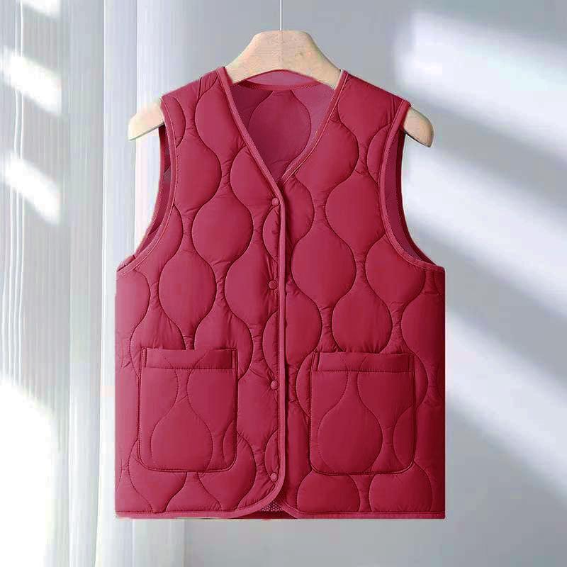 Spring, Autumn and Winter Down Cotton Vest Women's Light and Warm Vest Vest Loose Short Cotton Jacket Liner Elderly Man