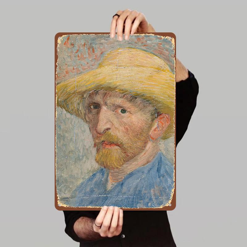 

Van Gogh Self Portrait Custom Metal Wall Art Decorative Painting for Living Room Bedroom 7.9x11.8In(20x30cm)