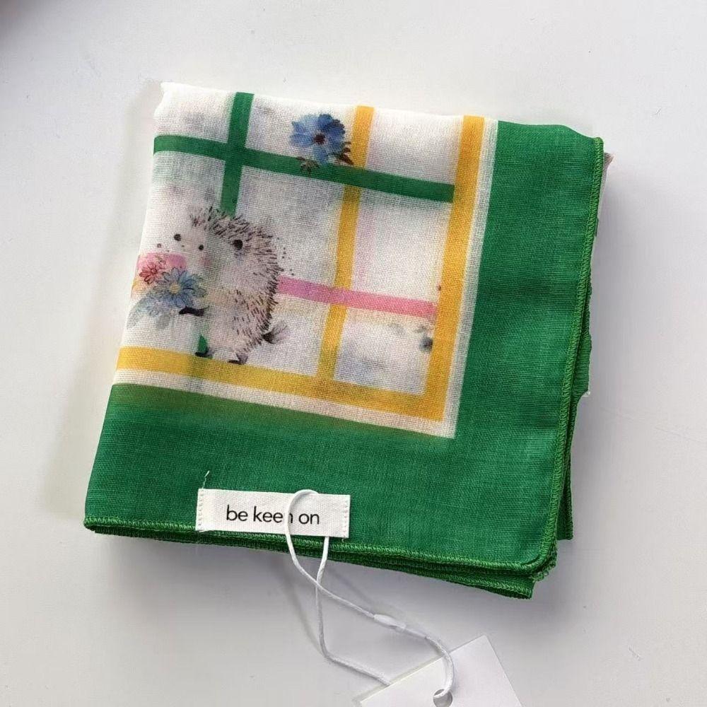 Floral Print Pattern Hair Scarf Double Sides Head Handkerchief Silk Scarf Spring Summer Fall