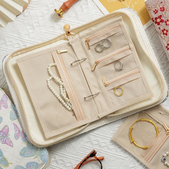 Jewelry Organizer with Zipper And Removable Pages Design Portable Travel Jewelry Bag