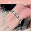 Titanium Steel Geometric Bracelet With Sparkling Crystals For Fashion And Office Wear