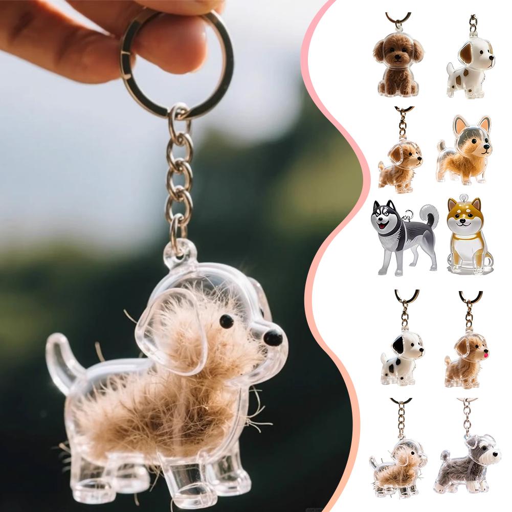 Dog Hair Storage Cute Pendant Keychain Bag Pendant Collection Capsule Cartoon Dog Hair Storage A7K5