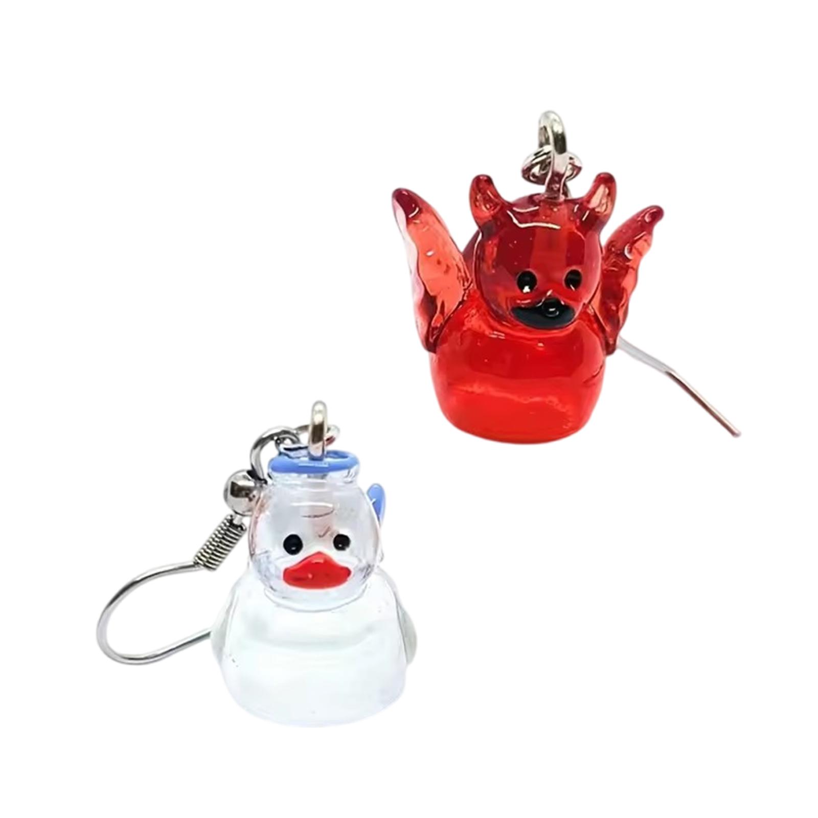 

Angel and Demons Drop Earrings Comfortable Duckling Charm Dangle Ear Accessories for Halloween and Music Festivals