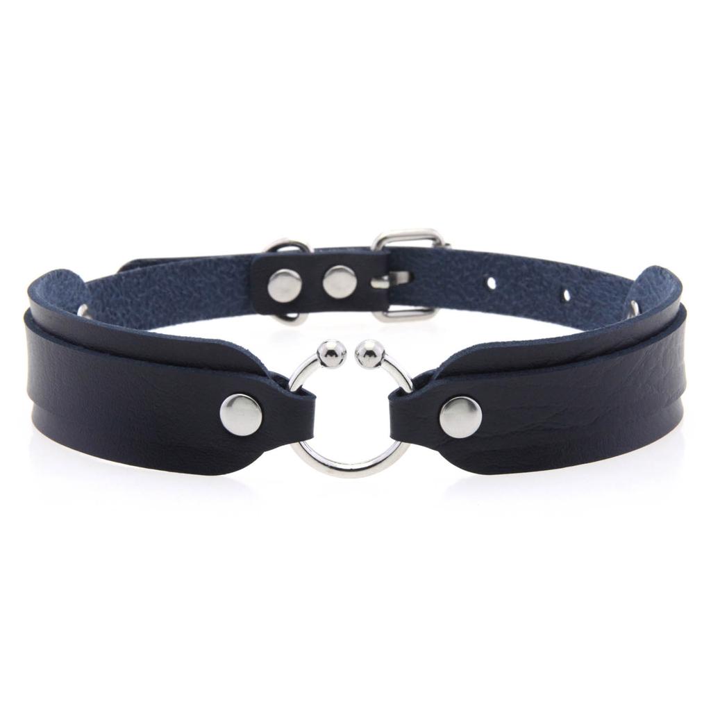 DIEZI Harajuku Gothic Cosplay PU Leather Choker Necklace For Women Men Punk Sexy Circle Pendant Torques Necklace Gift Jewelry