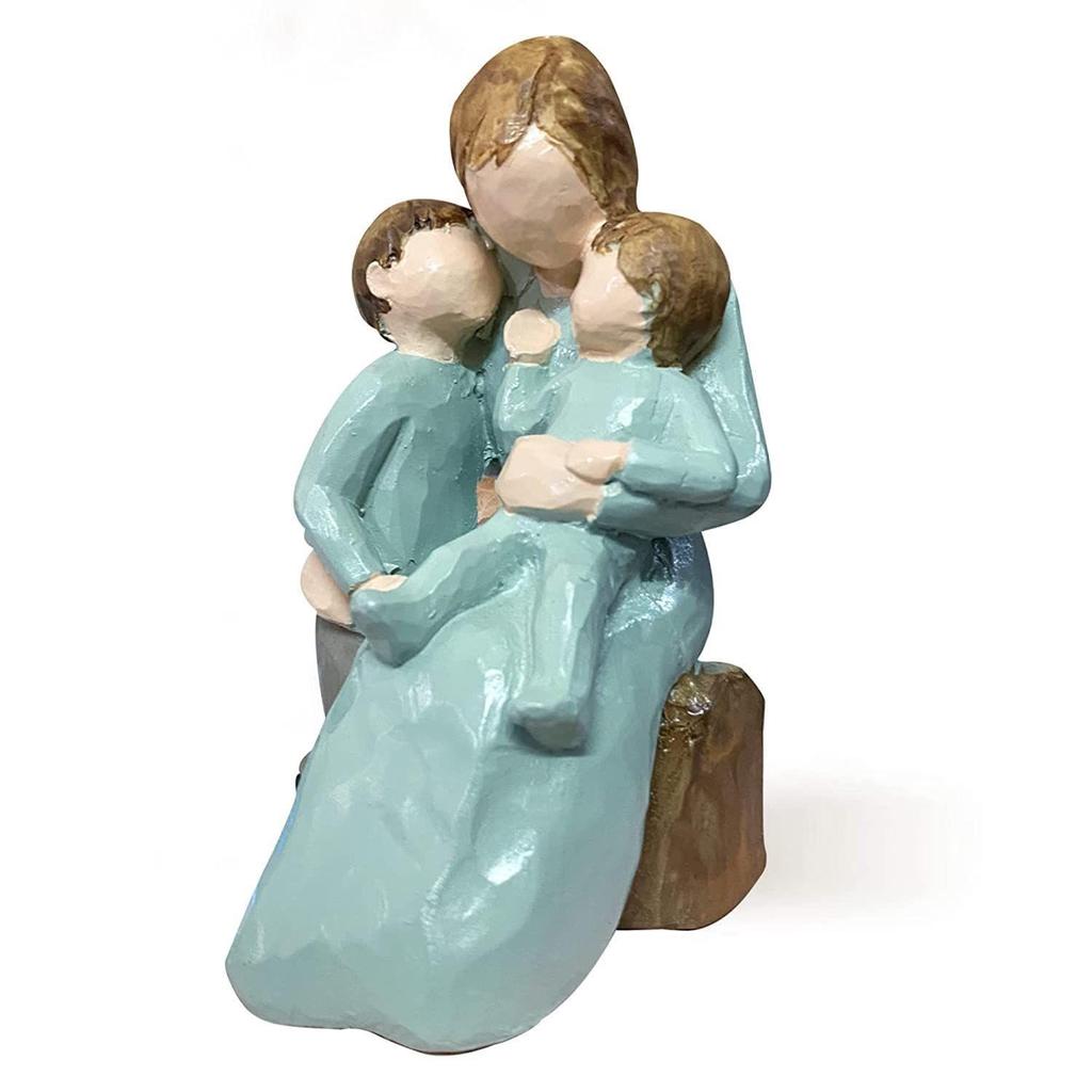 Beautiful Hand Painted Medium Size Resin Miother and Child Statue (Pack of 1, Multicolor)