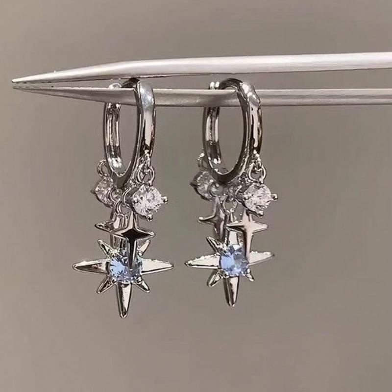 1 para eleganckich i efektownych kolczyków w kształcie gwiazdy czteroramiennej, odpowiednich dla kobiet do noszenia na każdą okazję