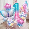 Butterfly Starry Sky Digital Balloon Set Children Baby Birthday Party Decoration Gradual Change Star Decoration Arrangement