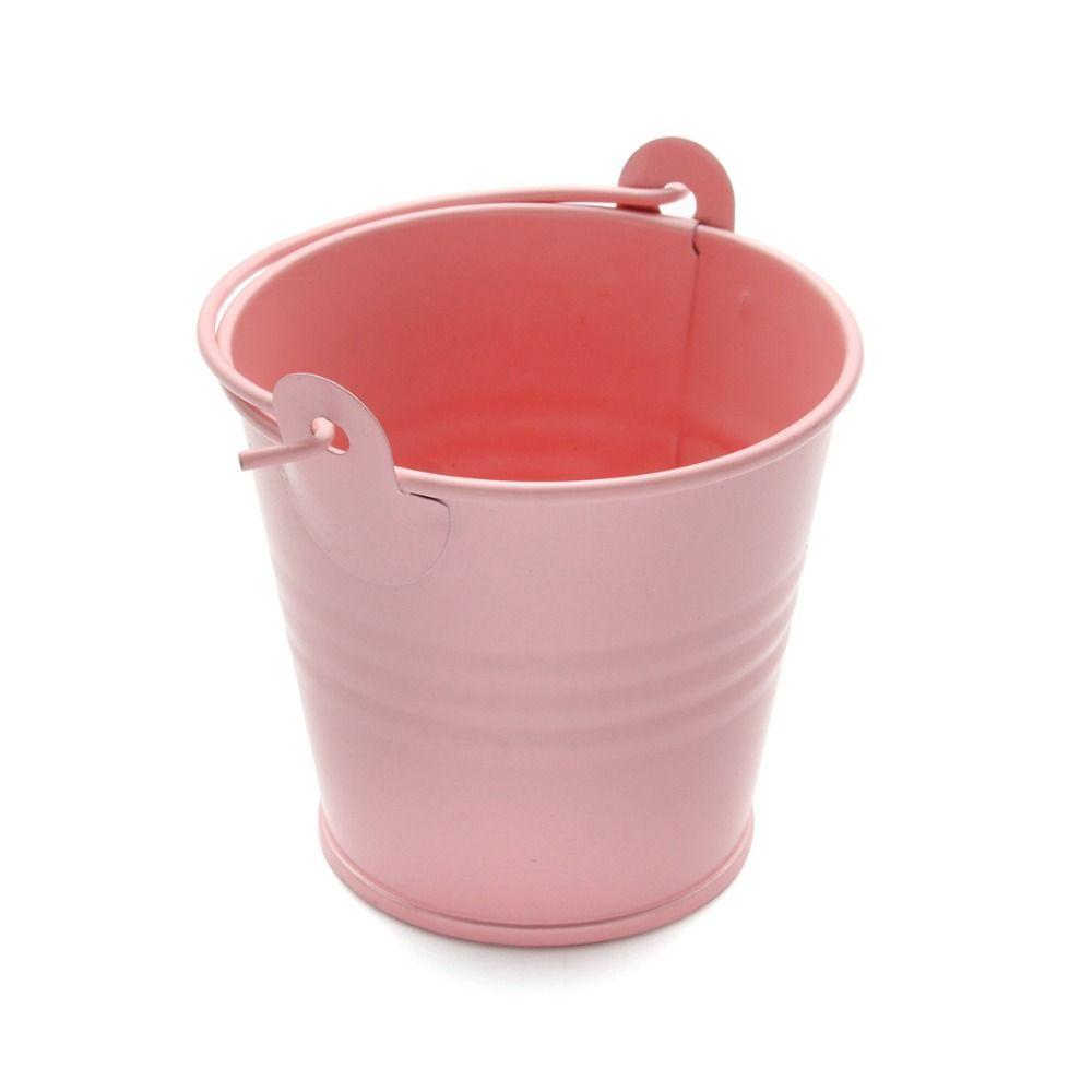 Solid Color Barrel Iron Storage Basket Simulation Mini Bucket  Outdoor