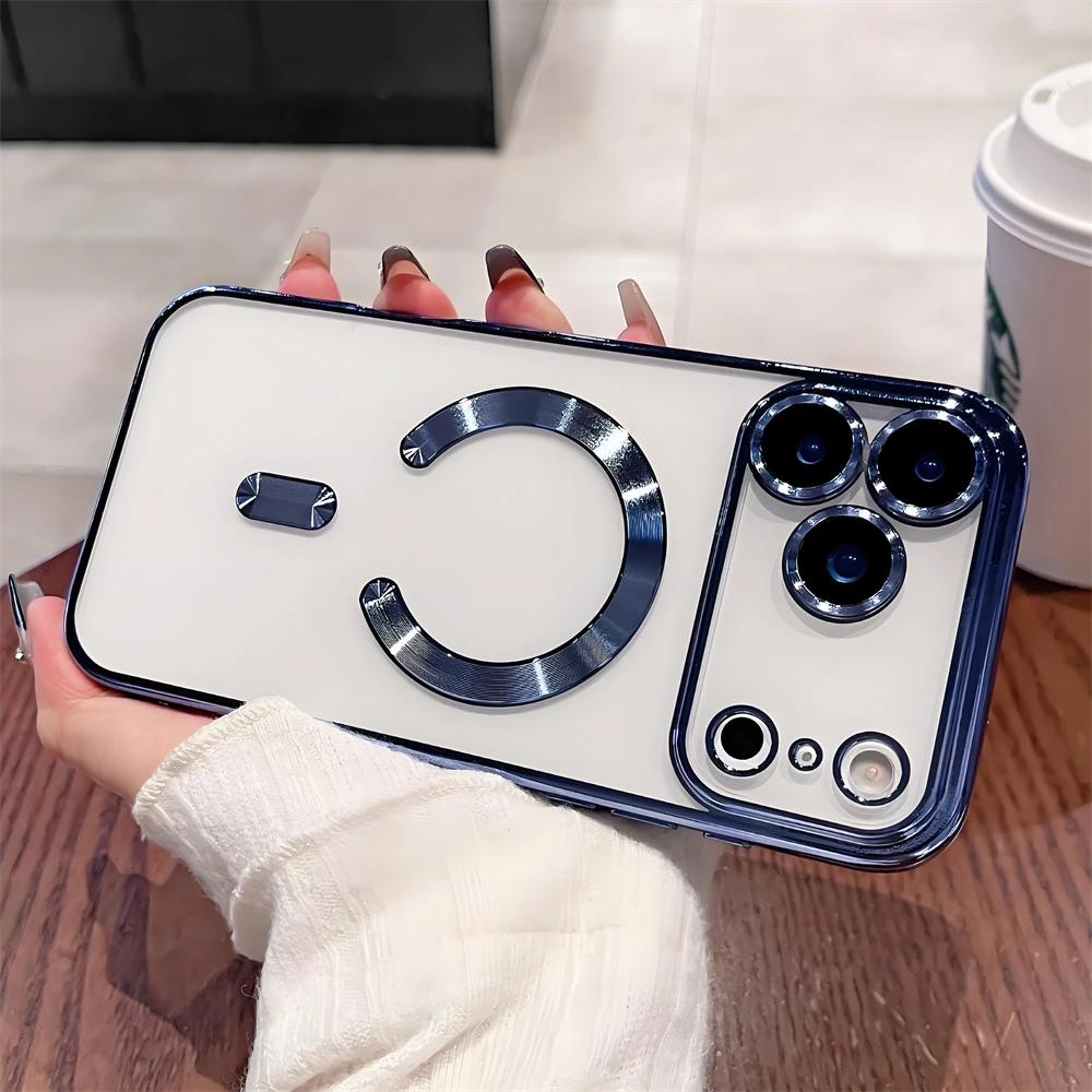 Luxus Galvanisiert Stoßfest Silikon Magnetisch Hülle Für iPhone 17 16 15 14 13 12 11 Pro Max Für Magsafe Kabelloses Laden Klare Hülle