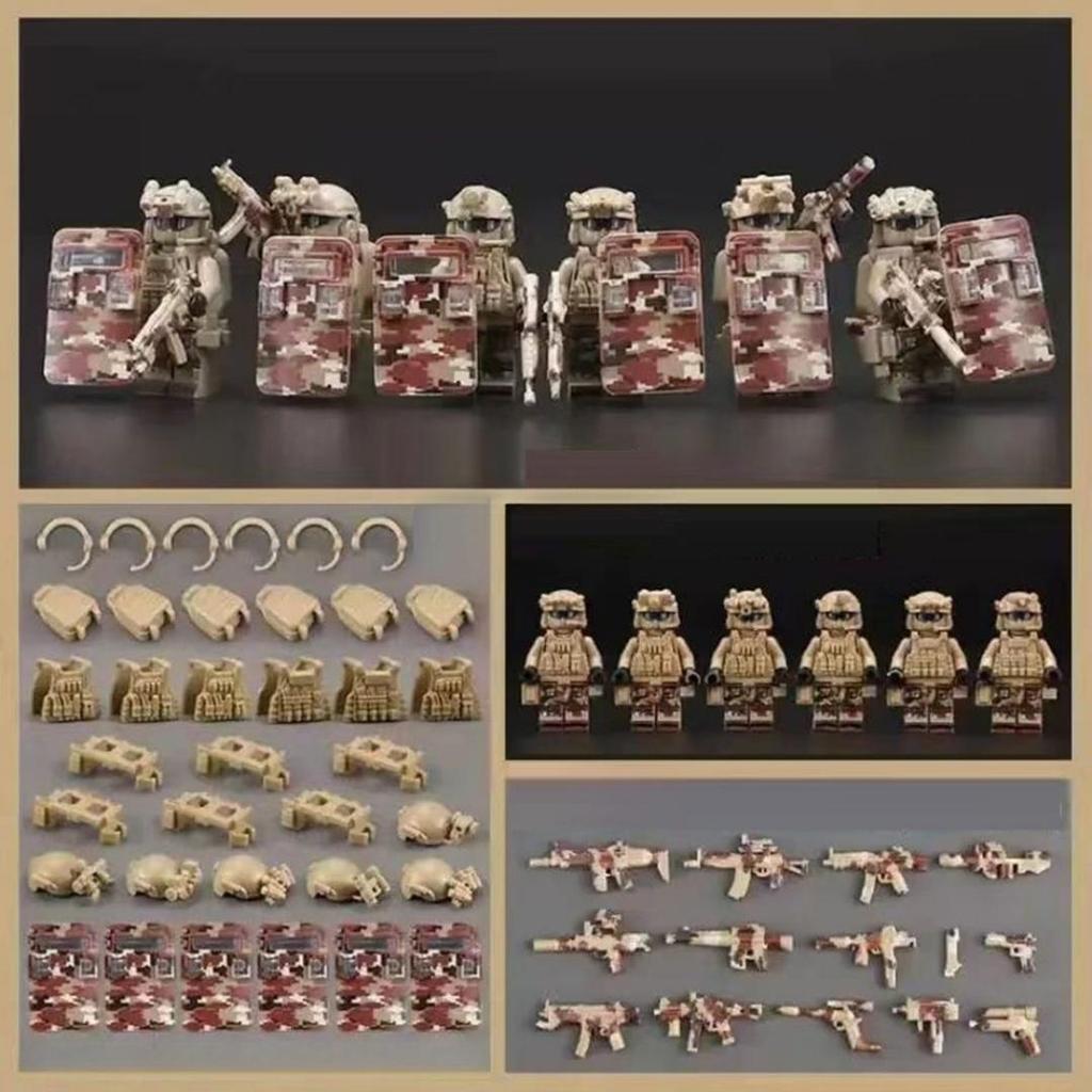Military Special Forces Minifigures Building Blocks SWAT Ghost Commando Police Soldiers Army Action Figure Weapons Bricks Kids Toy Birthday Gifts