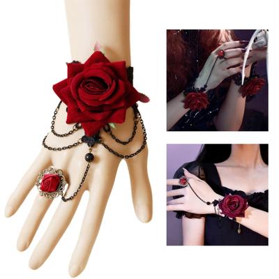 Vintage Finger Wrist Chains Rings Bracelets Flower Lace Hand Harness Bracelet