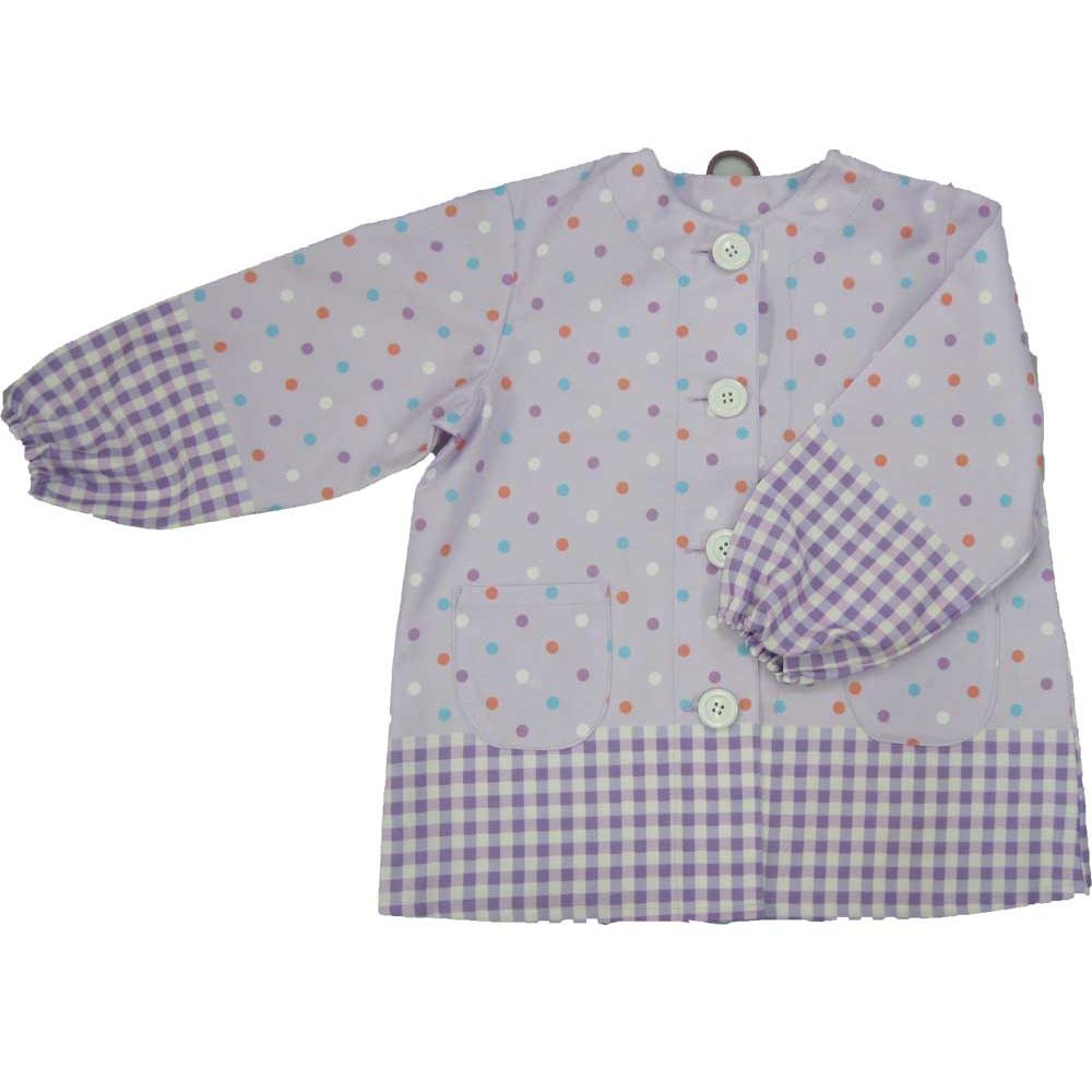 

Smock [Kindergarten/Toddler] (Purple x Pastel Dot Pattern) Long Sleeve Button Admission Kindergarten Nursery School Elementary School