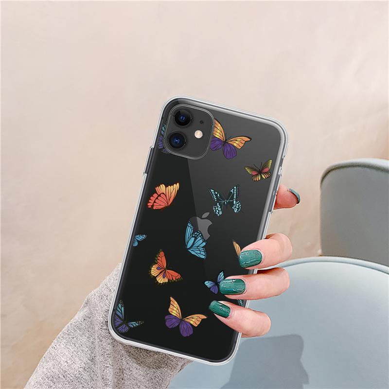 LUPWAY Blue Butterfly Aesthetic Silicone Soft For iPhone 13 Pro Max 7 8 Plus XS XR Back Cover For iPhone 11 12 Pro Max TPU Case