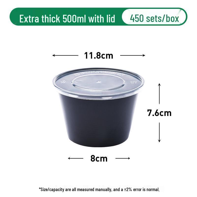 Black Round Disposable Food Containers: Thickened Soup and Fast Food Bowls