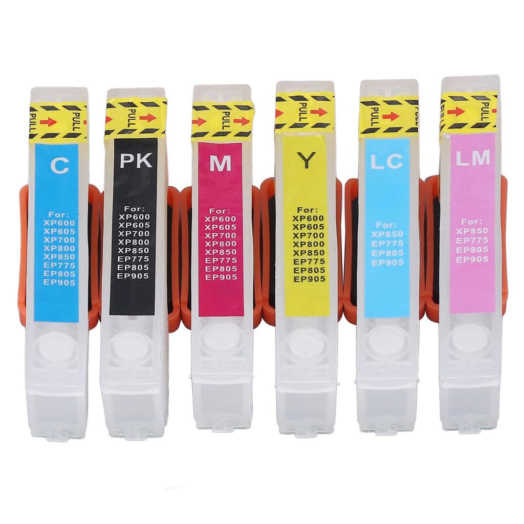 6 Pcs Ink Cartridge Reusable Black Cyan Magenta Yellow Light Cyan Light Magenta Printer Refill Ink Cartridge