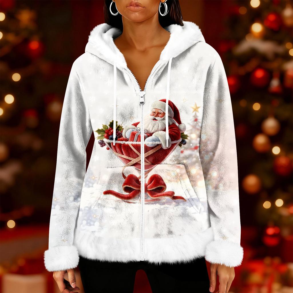 Cárdigan con Capucha de Forro Polar Casual de Moda para Mujer con Cremallera y Manga Larga