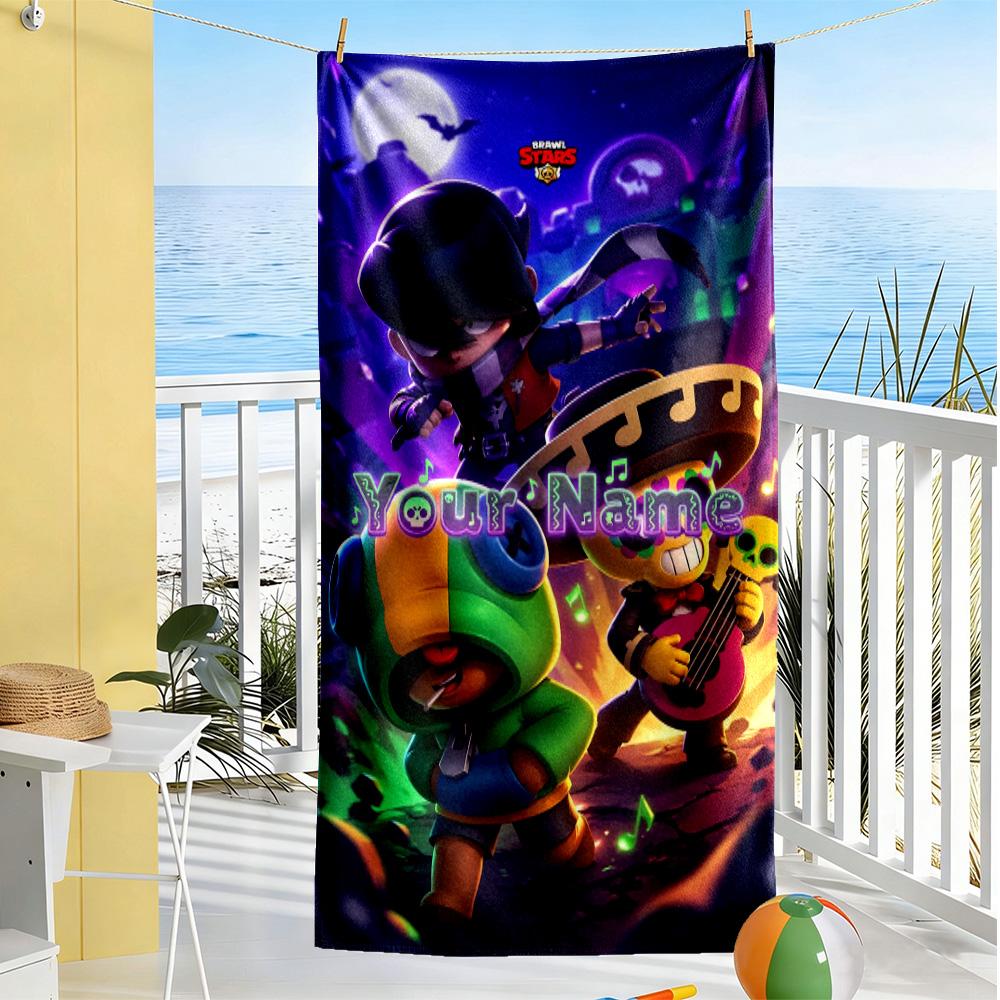 Supercell Customize Text Beach Towel High Absorbency & Quick-Dry Suitable for Swimming Gym Camping Yoga Vacation
