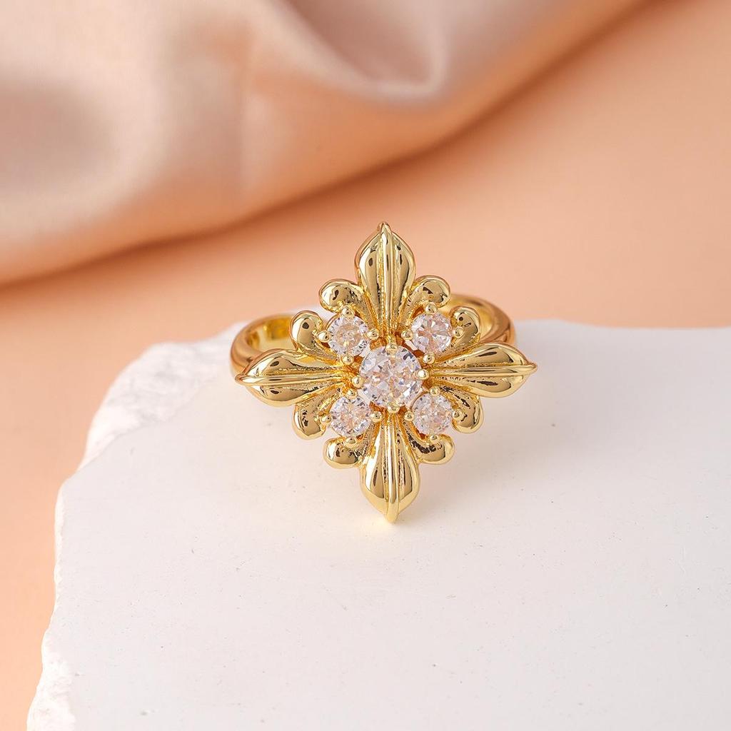 Women's Retro Starburst Zircon Ring - Multi-layer, Colorfast, Korean Style Statement Piece for Index Finger