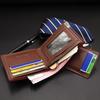 MenBense Men's Fashionable Short Leather Wallet with Iron Edge Card Holder