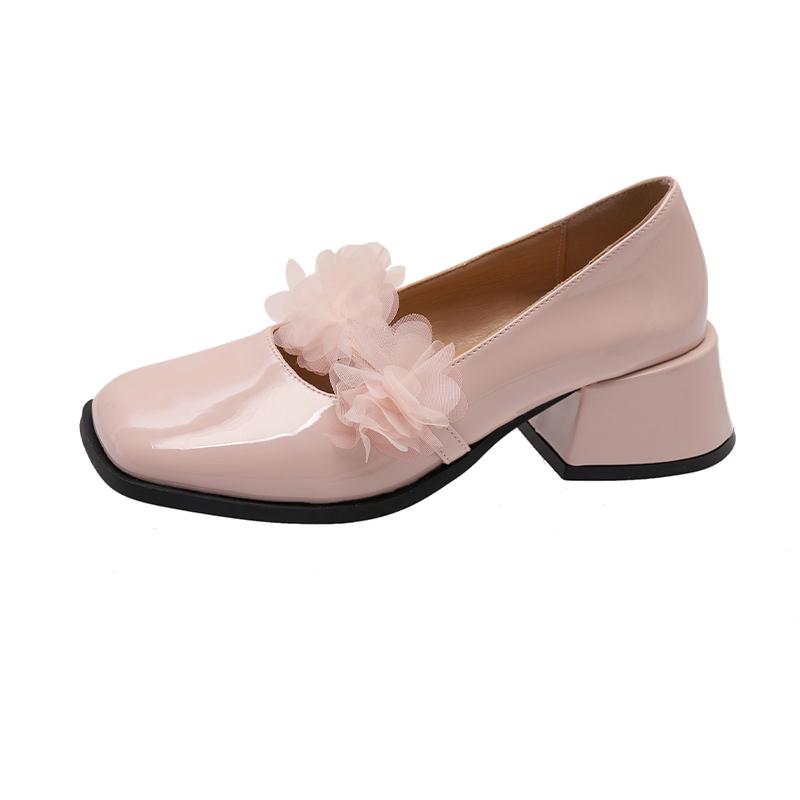 

Туфли-лодочки на квадратном каблуке средней высоты с квадратным носком, горячая распродажа 2025 года, женская обувь, модные весенне-осенние туфли-лодочки на мелкой подошве Salto Alto 40 розовый