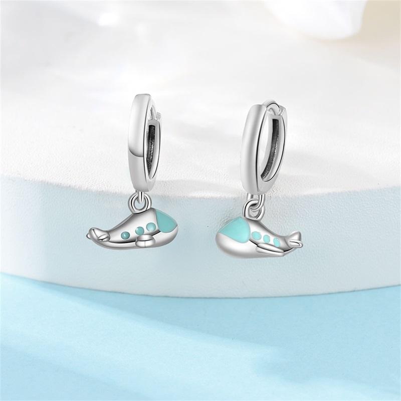 Modische leuchtende Glühwürmchen-Ohrringe 925er Sterlingsilber Lila Schmetterling Welle Fischschwanz Anhänger Ohrringe Feiner Party-Schmuck Geschenke