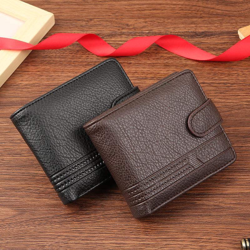 Men's PU Leather Zipper Buckle Short Wallet Coin Purse - New Style