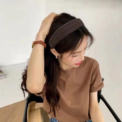 1Pcs French Design Solid Color Hair Bands Wide Edge Elegant Woolen Headband for Women Trendy Retro Knit Hair Hoop