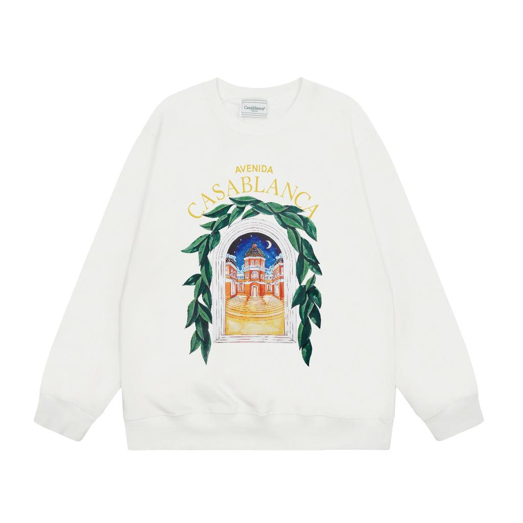 CASABLANCA Unisex Letter Print Terry Sweatshirt, New Style Round Neck