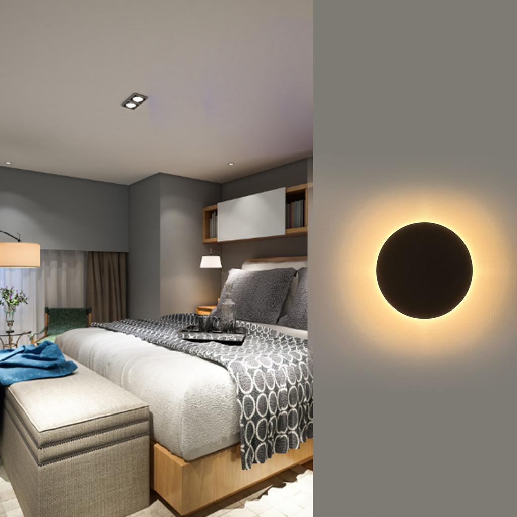 Modern LED Wall Light,   Round Sconce for Bedroom Hallway, Indoor Decorative Lights, 360 Degree Lighting, Warm Light, 12W, Aluminum, 150mm