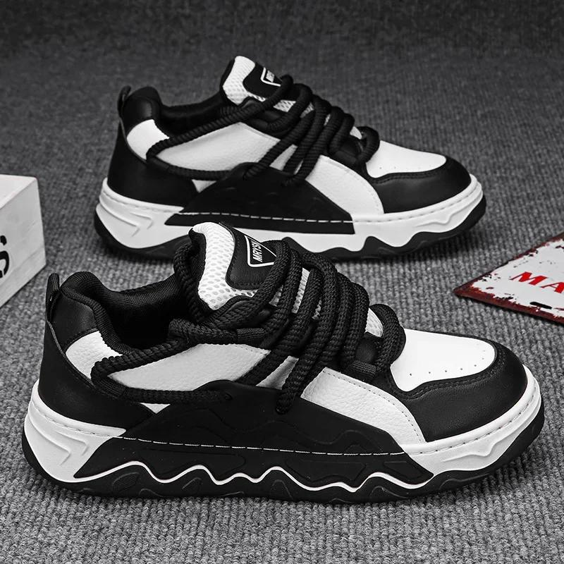 

модные мужские туфли кроссовки на шнуровке дышащая платформа повседневные кроссовки сетчатые спортивные легкие мужские вулканизированные туфли Zapatillas Hombre 43 чёрный