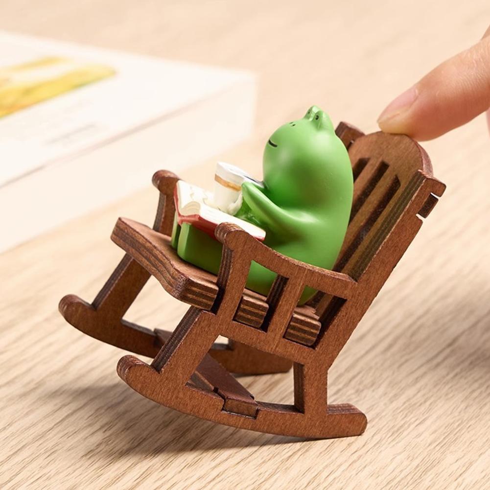 Frog Drinking Coffee Ornament Resin Cute Sitting Frogs Craft Creative Drinking Coffee Frog Micro Landscape Gift for Frog Lovers