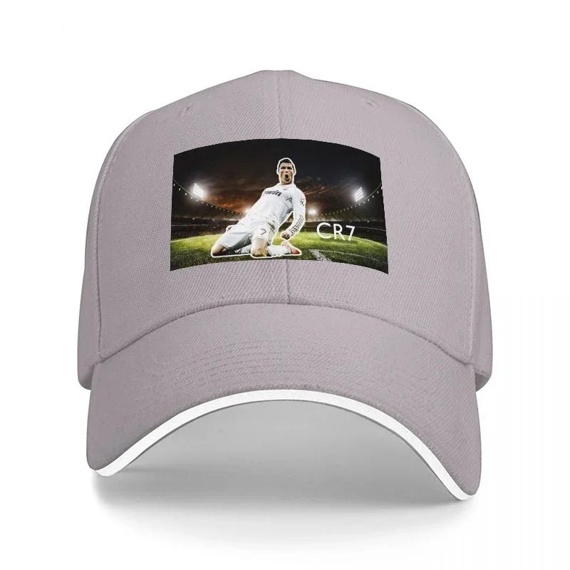 CR7 Football Legend Stadium Scene Baseball Cap Black with White Trim Premium Sports Hat for Fans and Style Enthusiasts