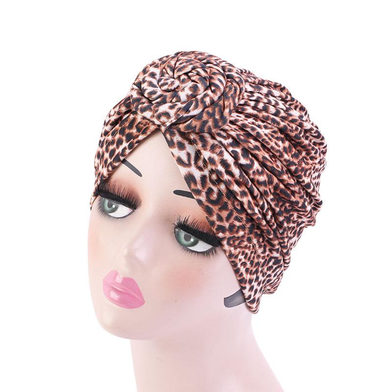 New Women African Print Pleated Turban Knotted Headwraps Elastic Head Scarf Floral Beanie Chemo Cap Bandana Headwear Hair Covers