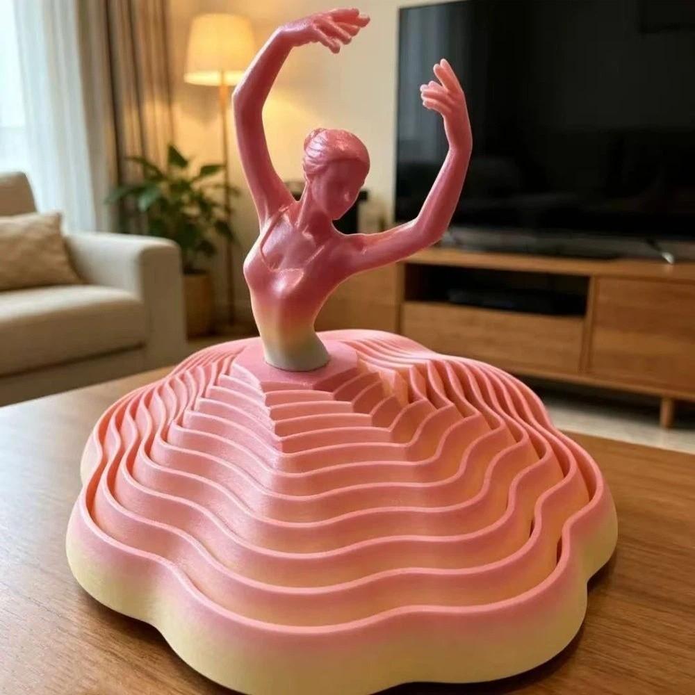 PLA Plastic Spinning Girl Statue Handicrafts Rotating Ballet Ornaments Living Room Party Decor