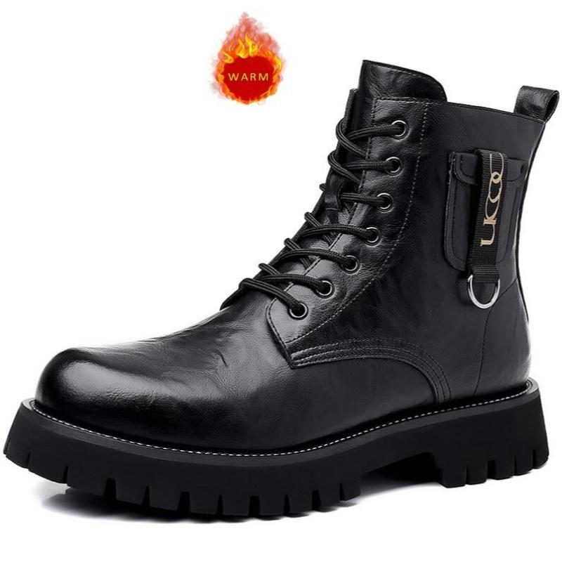 Neue Arbeitsstiefel für Herren des Designers, hübsche Motorradstiefel, Bergsteigerstiefel mit dicker Sohle, kurze Herrenstiefel aus echtem Leder