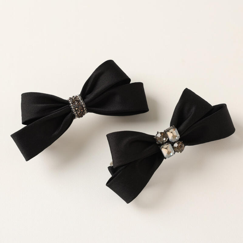 Lenian Velvet Black Ribbon Updo with Half-Up Hairpin A287