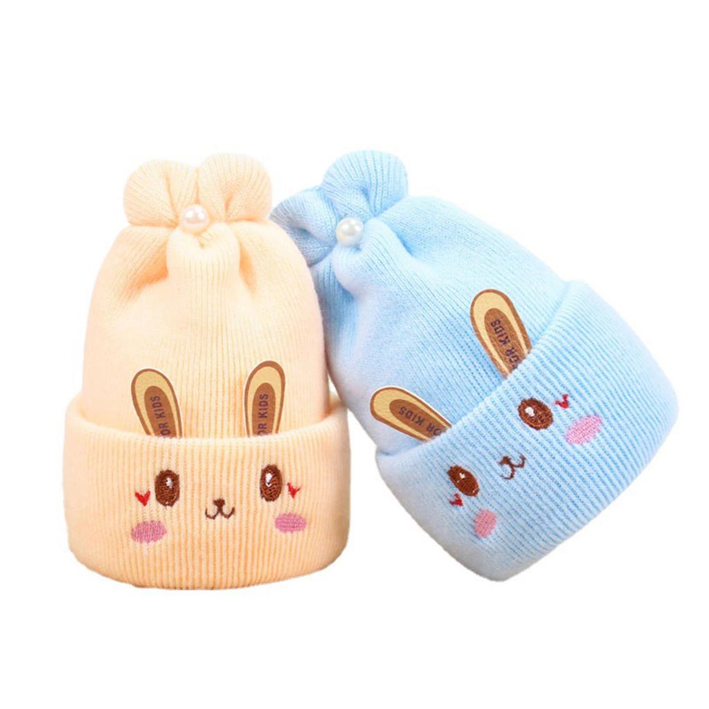 Knitted Baby Hat Girls Boys Winter Hat Windproof Handwoven Bonnet Caps Newborn Hospital Hat Cute Rabbit Ears Crochet Hat