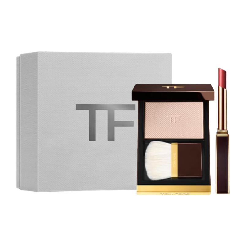 

Tom Ford Lipstick With Blush Powder Makeup Set Architecture Soft Matte01+Slim Lip Colour Shine152