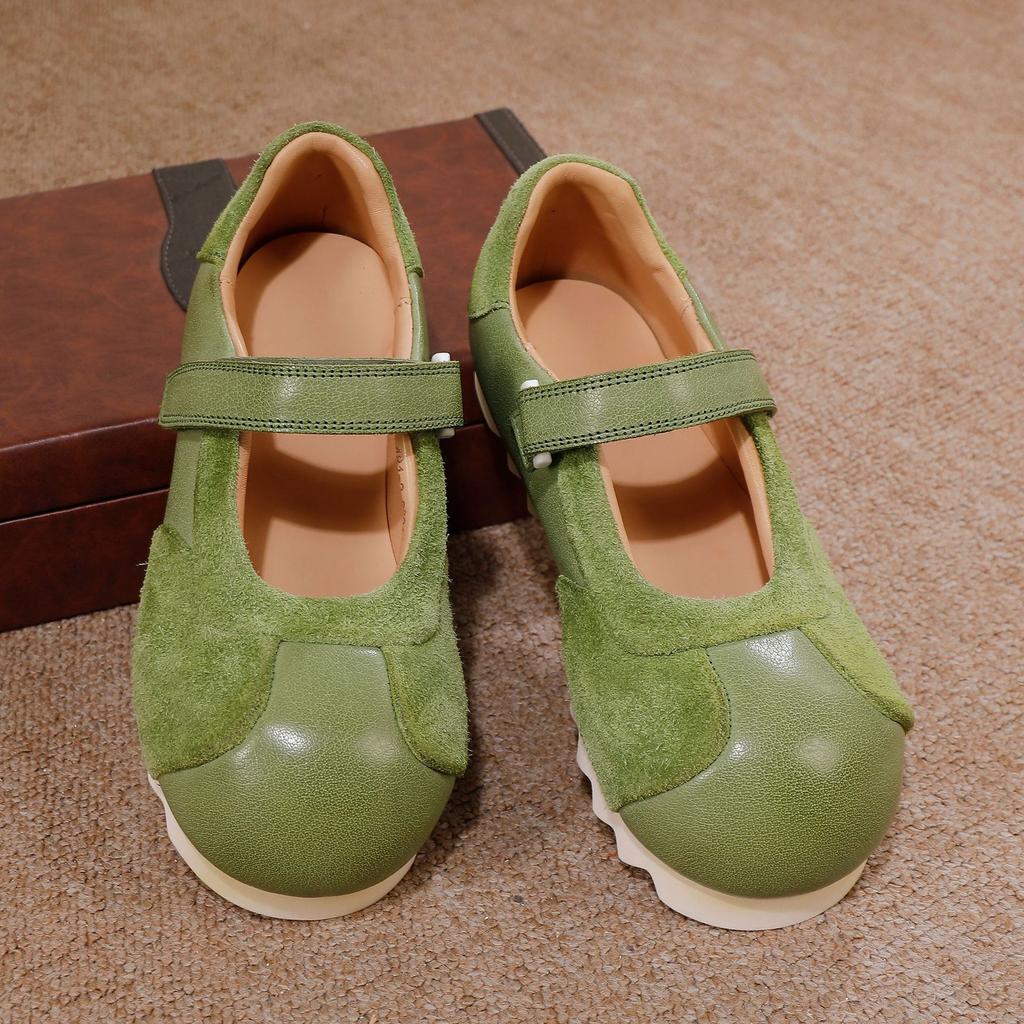 Johnature Soft Soled Genuine Leather Women's Shoes Round Toe Cowhide Versatile All Season Shoes