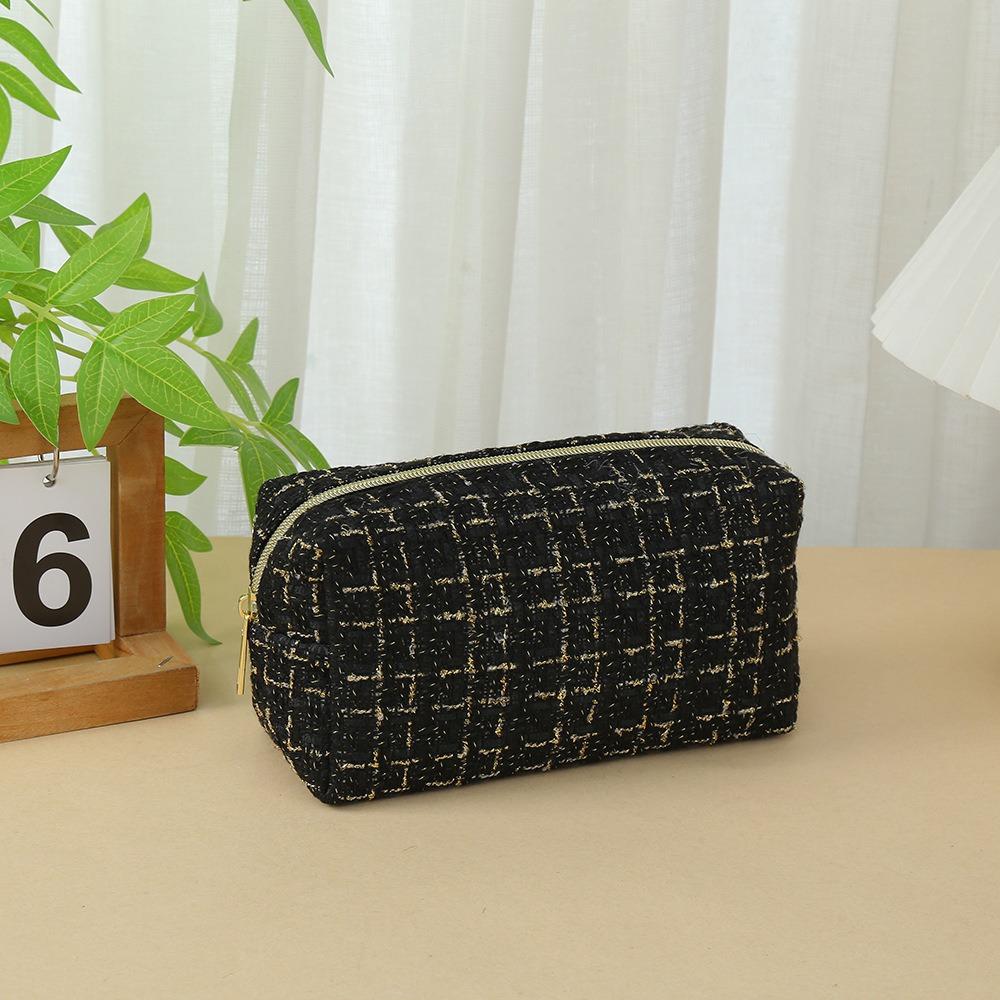 Fashion With Handle Cosmetic Bag Large Capacity Linen Cotton Makeup Bag Breathable Lightweight Toiletry Handbag Women