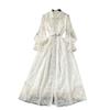 Retro Machine Embroidery Silm Long Lace Dress