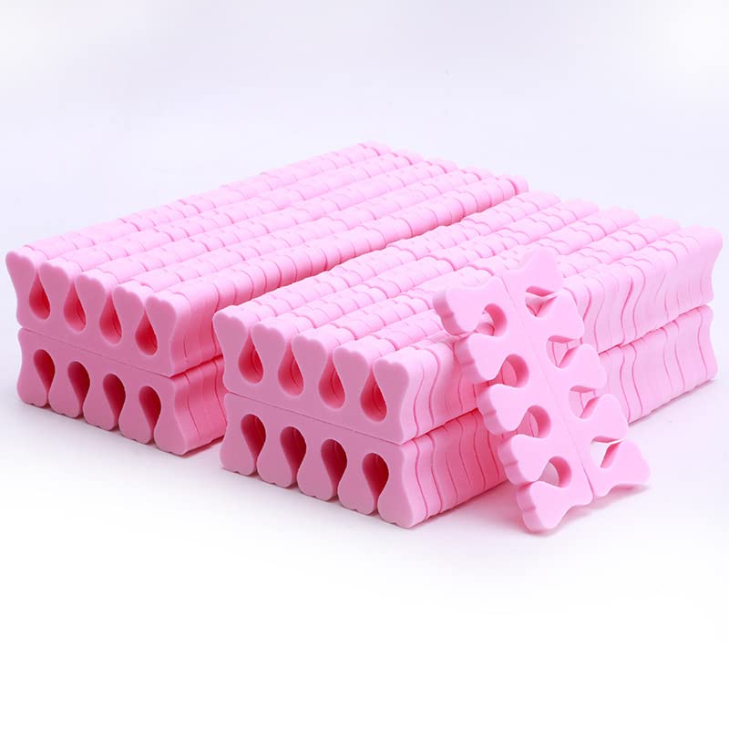 100PCS Sponge Toe Separator, Soft Toe Spreader Nail Art Finger Separator Divider Spacer Manicure Pedicure Tool for Nail Polish (Pink)