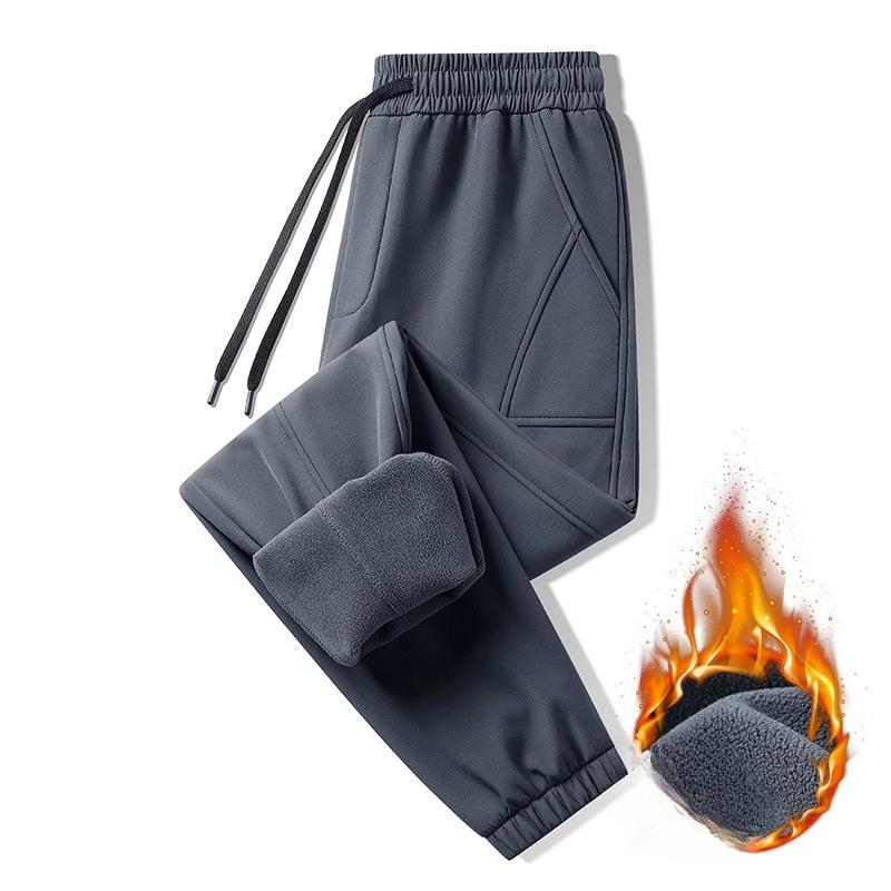 Heren Fleece Gevoerde Herfst/Winter Casual Broek Heren Taps Toelopende Joggingbroek Winddichte Fietsbroek Stretch Verdikte Broek voor Heren