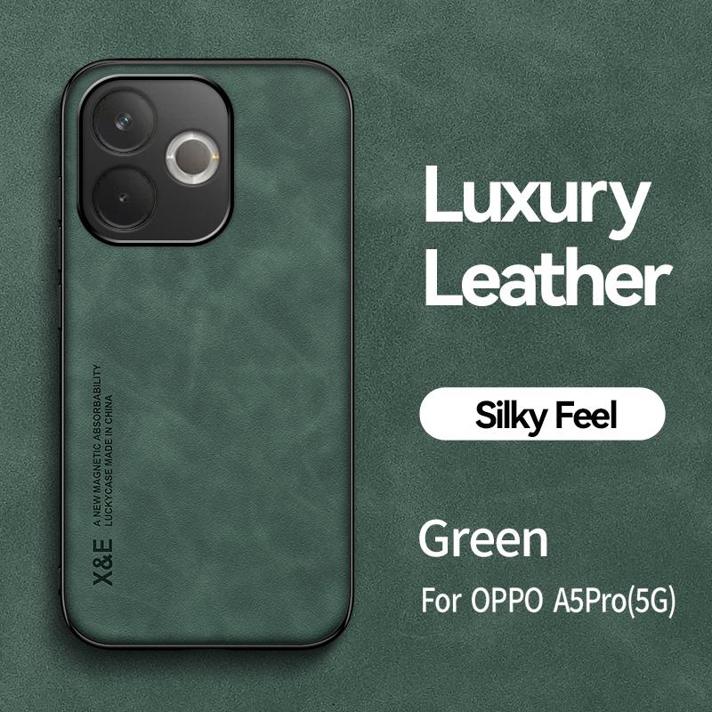 KEYSION Luxury Retro PU Leather Case for OPPO A5 Pro 5G Soft Silicone+PC Shockproof Phone Back Cover for OPPO A5 Pro 5G