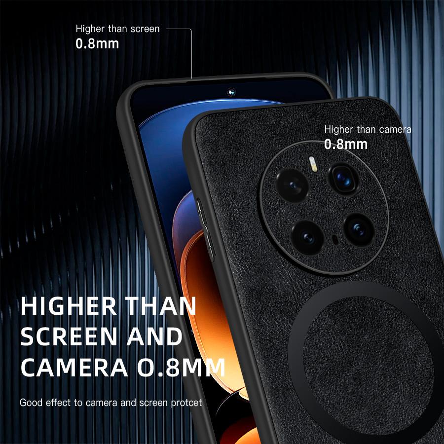 Klasická kožená bezdrátová nabíječka pro magnetické pouzdro MagSafe pro Honor Magic7 Pro Magic 7 Pro 5G Měkký zadní kryt