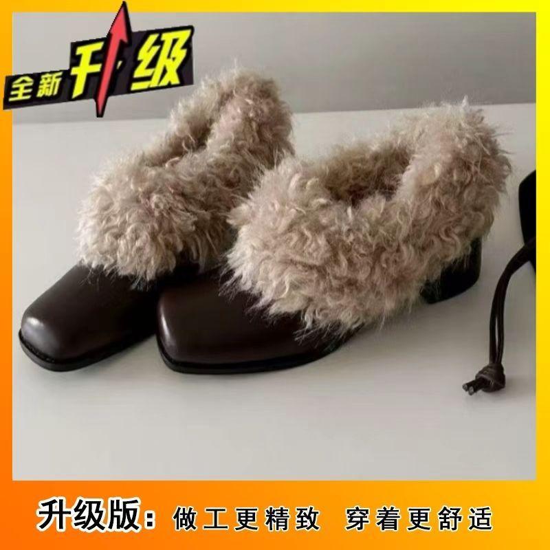 

Retro British style thick heel warm women s cotton shoes autumn and winter velvet cotton shoes women 40