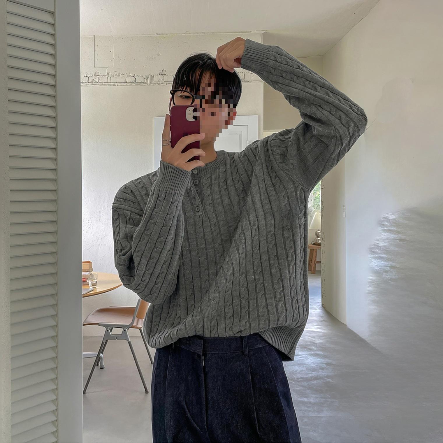 

Men s Slim Fit Cable Knit Long Sleeve Collared Sweater – Light Luxury Spring/Autumn Trendy T-Shirt. XX-Large сірий колір