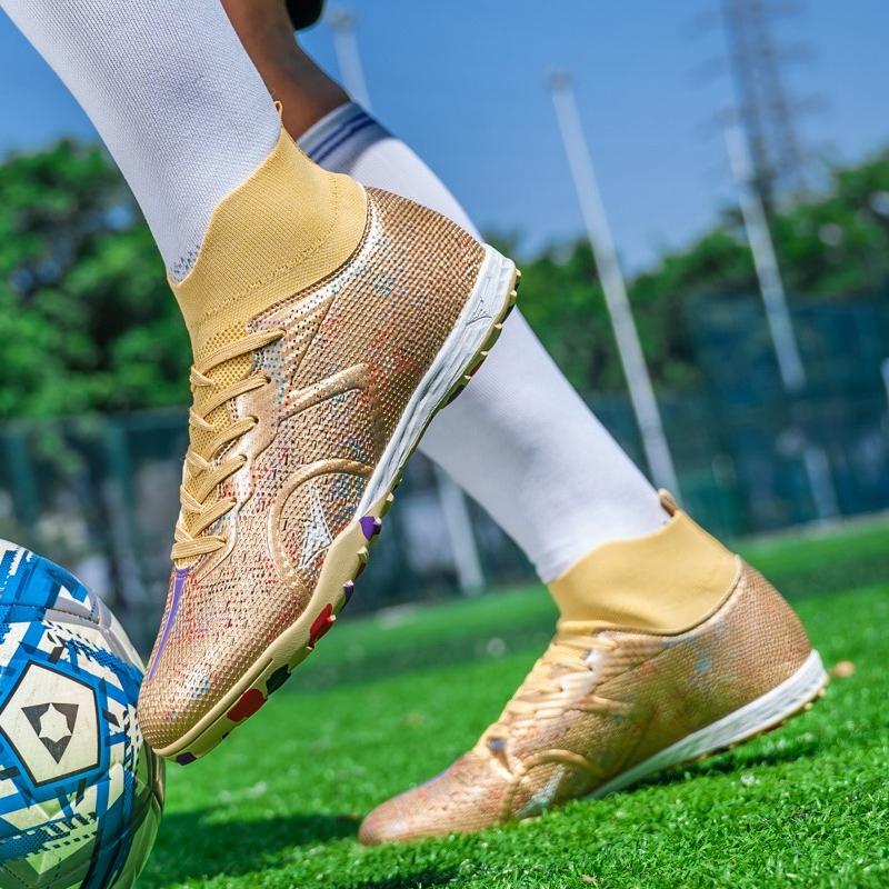 Men's/Women's Soccer Shoes Rubber Soft Sole Short Spikes Artificial Turf Indoor Competition Professional Children's Football Shoes