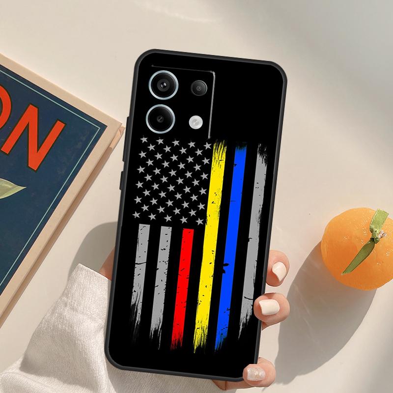 Police Thin Blue Line Flag Funda For Xiaomi Redmi Note 14 Pro 9 10 11 12 13 Pro 10S 11S 12S Redmi 10C 12C 13C 14C Case